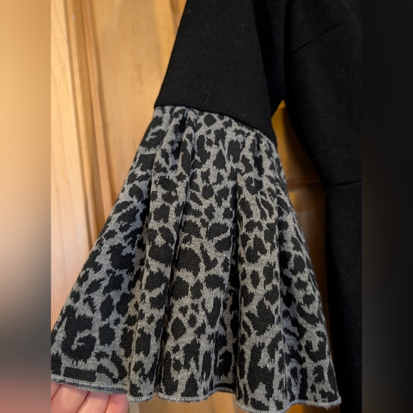 THML Black Dress with Leopard Print Sleeves - Picture 4 of 9